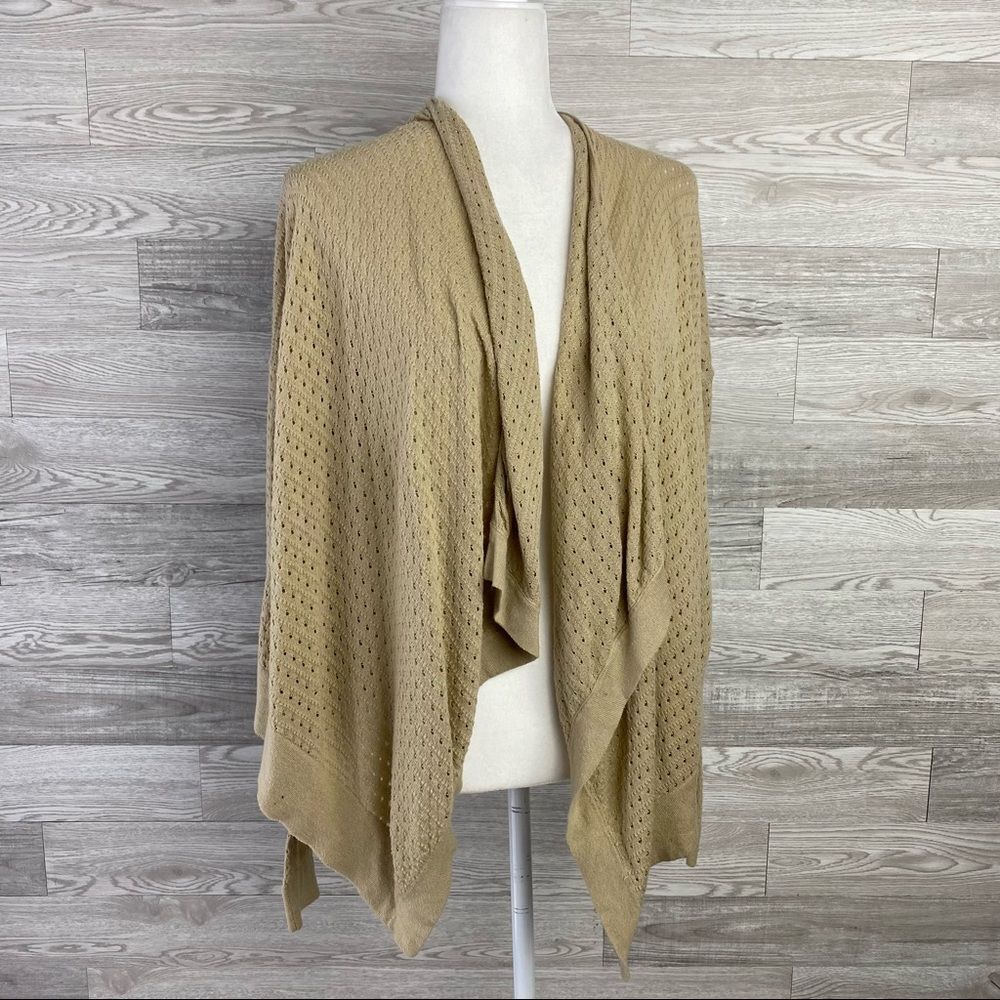 Retro-ology Tan Open Front Long Sleeve cardigan